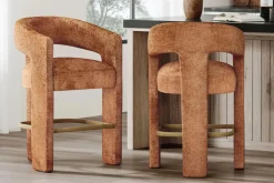 Mor Furniture Counter Height Stools|Barstools|Leslie Upholstered Counter Height Stool In Rust