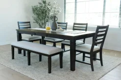 Mor Furniture Seating For 6|Dining Room Sets|Lincoln Dining Table, 4 Chairs & Bench In Dark Espresso