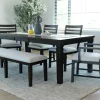 Mor Furniture Dining Room Sets|Lincoln Dining Table, 2 Chairs, 2 Arm Chairs & Bench In Dark Espresso