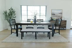 Mor Furniture Dining Room Sets|Lincoln Dining Table, 2 Chairs, 2 Arm Chairs & Bench In Dark Espresso