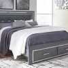 Mor Furniture Storage Beds|Beds|Lodanna Panel Bed W/ Storage In Gray, Full