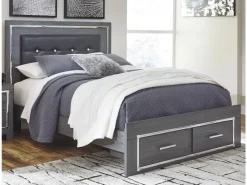 Mor Furniture Storage Beds|Beds|Lodanna Panel Bed W/ Storage In Gray, Full