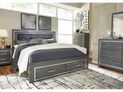 Mor Furniture Storage Beds|Beds|Lodanna Panel Bed W/ Storage In Gray, Full