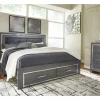 Mor Furniture Bedroom Sets|Lodanna Panel Bed W/ Storage, Dresser, Mirror & Nightstand In Gray, Full