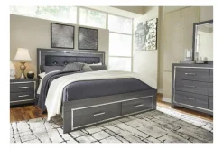 Mor Furniture Bedroom Sets|Lodanna Panel Bed W/ Storage, Dresser, Mirror & Nightstand In Gray, Full