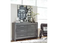 Mor Furniture Bedroom Sets|Lodanna Panel Bed W/ Storage, Dresser, Mirror & Nightstand In Gray, Full