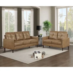 Mor Furniture Living Room Sets|Lois Sofa & Loveseat In Camel Brown