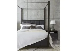 Mor Furniture Beds|Lucerne Upholstered Canopy Bed In Vintage Coffee, Queen