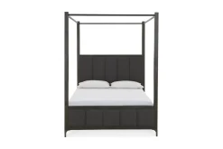 Mor Furniture Beds|Lucerne Upholstered Canopy Bed In Vintage Coffee, Queen