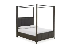 Mor Furniture Beds|Lucerne Upholstered Canopy Bed In Vintage Coffee, Queen