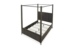 Mor Furniture Beds|Lucerne Upholstered Canopy Bed In Vintage Coffee, Queen
