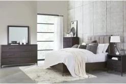 Mor Furniture Upholstered Beds|Beds|Lucerne Upholstered Panel Bed In Vintage Coffee, Queen