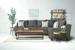 Mor Furniture Sleeper Sofas|Sectionals|Lucy Tux Queen Sleeper Sectional W/ Mattress In Splash Charcoal, Left Facing