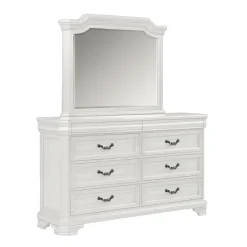 Mor Furniture Bedroom Sets|Lyndhurst Sleigh Bed W/ Storage, Dresser, Mirror & Nightstand In Vintage White, Queen