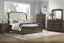 Mor Furniture Bedroom Sets|Lyndhurst Sleigh Bed W/ Storage, Dresser, Mirror & Nightstand In Vintage White, Queen