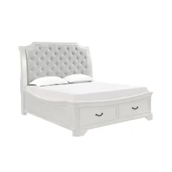 Mor Furniture Bedroom Sets|Lyndhurst Sleigh Bed W/ Storage, Dresser, Mirror & Nightstand In Vintage White, Queen