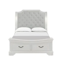 Mor Furniture Storage Beds|Beds|Lyndhurst Sleigh Bed W/ Storage In Vintage White, Queen