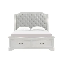 Mor Furniture Storage Beds|Beds|Lyndhurst Sleigh Bed W/ Storage In Vintage White, Queen