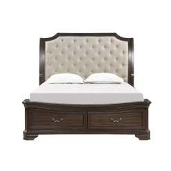 Mor Furniture Storage Beds|Beds|Lyndhurst Sleigh Bed W/ Storage In Vintage White, Queen