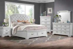 Mor Furniture Storage Beds|Beds|Lyndhurst Sleigh Bed W/ Storage In Vintage White, Queen