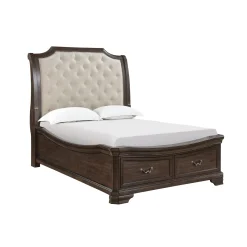 Mor Furniture Storage Beds|Beds|Lyndhurst Sleigh Bed W/ Storage In Vintage White, Queen