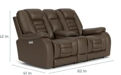 Mor Furniture Reclining Loveseats|Loveseats|Malibu 3 Power Console Loveseat W/ Wireless Charger In Leather Chocolate