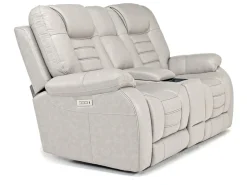 Mor Furniture Reclining Loveseats|Loveseats|Malibu 3 Power Console Loveseat W/ Wireless Charger In Leather Chocolate