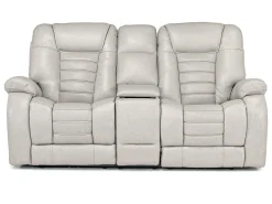 Mor Furniture Reclining Loveseats|Loveseats|Malibu 3 Power Console Loveseat W/ Wireless Charger In Leather Chocolate