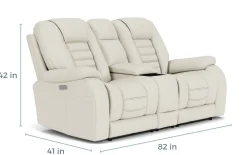 Mor Furniture Reclining Loveseats|Loveseats|Malibu 3 Power Console Loveseat W/ Wireless Charger In Leather Chocolate