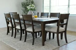 Mor Furniture Dining Room Sets|Seating For 8|Mariana Dining Table & 8 Chairs In Vintage Mocha