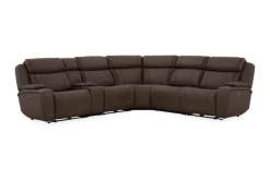 Mor Furniture Reclining Sectionals|Sectionals|Max 6 Piece 2 Power Sectional In Aline Timber Leather