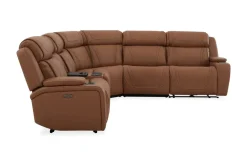 Mor Furniture Reclining Sectionals|Sectionals|Max 6 Piece 2 Power Sectional In Aline Timber Leather