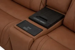 Mor Furniture Reclining Sectionals|Sectionals|Max 6 Piece 2 Power Sectional In Aline Timber Leather