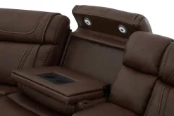 Mor Furniture Reclining Sectionals|Sectionals|Max 6 Piece 2 Power Sectional In Aline Timber Leather