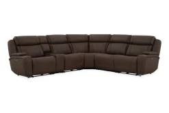 Mor Furniture Reclining Sectionals|Sectionals|Max 6 Piece 2 Power Sectional In Aline Timber Leather