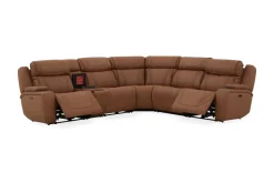 Mor Furniture Reclining Sectionals|Sectionals|Max 6 Piece 2 Power Sectional In Aline Timber Leather
