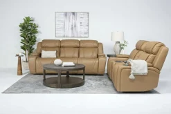 Mor Furniture Reclining Loveseats|Loveseats|Max 2 Power Console Loveseat In Aline Timber Leather