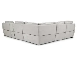Mor Furniture Sectionals|Mayflower 6 Piece 2 Power Chaise Sectional W/ Audio Console In Ashland Sand, Left Facing