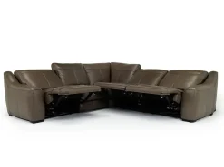 Mor Furniture Reclining Sectionals|Reclining Sofas|Mayflower 5 Piece 2 Power Sectional In Seville Umber Leather