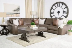 Mor Furniture Reclining Sectionals|Reclining Sofas|Mayflower 5 Piece 2 Power Sectional In Seville Umber Leather