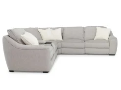 Mor Furniture Reclining Sectionals|Sectionals|Mayflower 6 Piece 2 Power Sectional W/ 2 Power Armless Recliner & Audio Console In Ashland Sand
