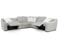 Mor Furniture Reclining Sectionals|Sectionals|Mayflower 6 Piece 2 Power Sectional W/ Audio Console In Ashland Sand