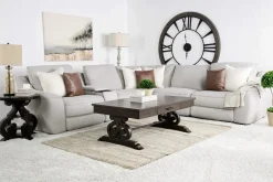 Mor Furniture Reclining Sectionals|Sectionals|Mayflower 6 Piece 2 Power Sectional W/ Audio Console In Ashland Sand