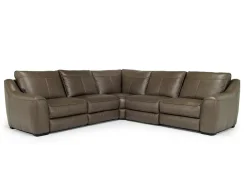 Mor Furniture Sectionals|Mayflower 5 Piece 2 Power Sectional W/ 2 Power Armless Recliner In Seville Umber Leather
