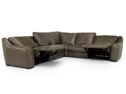 Mor Furniture Reclining Sectionals|Sectionals|Mayflower 6 Piece 2 Power Sectional W/ Audio Console In Seville Umber Leather