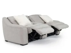 Mor Furniture Reclining Loveseats|Loveseats|Mayflower 2 Power Audio Console Loveseat In Ashland Sand