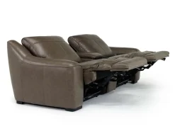 Mor Furniture Reclining Loveseats|Loveseats|Mayflower 2 Power Audio Console Loveseat In Seville Umber Leather