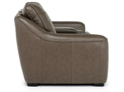 Mor Furniture Reclining Loveseats|Loveseats|Mayflower 2 Power Audio Console Loveseat In Seville Umber Leather