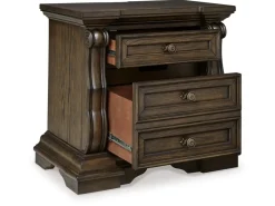 Mor Furniture Nightstands|Maylee 2 Drawer Charging Nightstand In Dark Brown