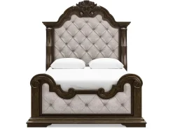 Mor Furniture Upholstered Beds|Beds|Maylee Upholstered Panel Bed In Dark Brown, Queen